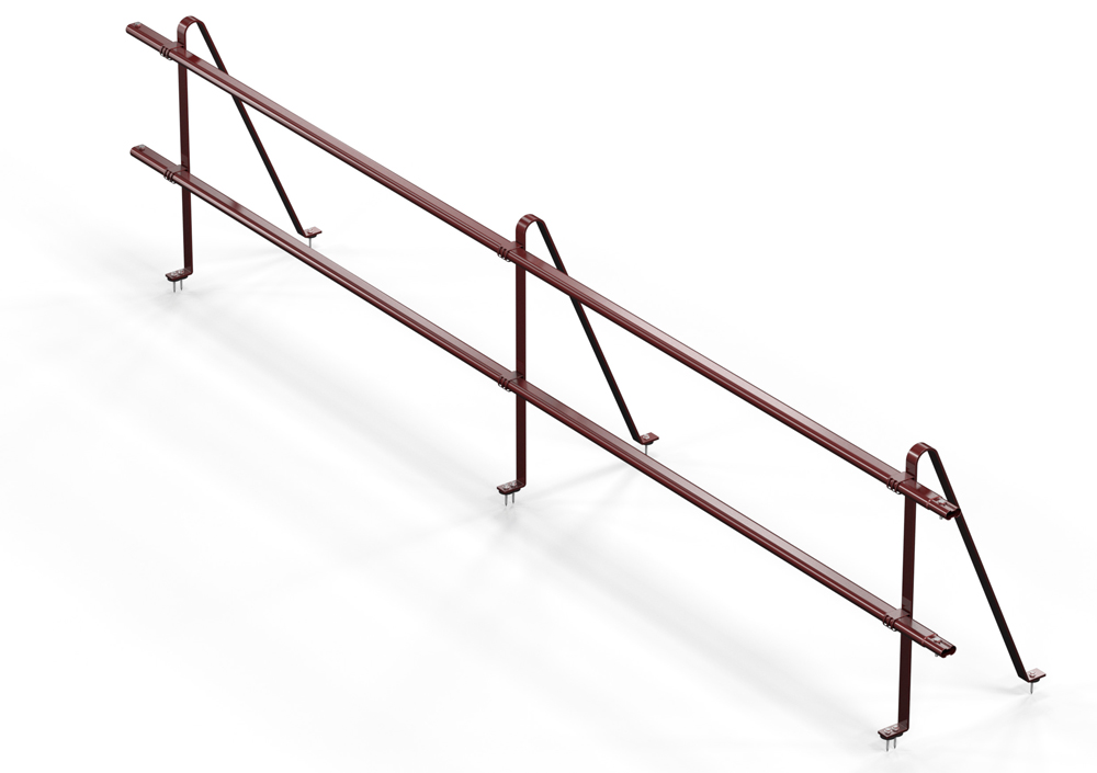 Кровельное ограждение универсальное, для металлочерепицы и гибкой черепицы, 2 поперечных трубы (Н=0,6 м) купить в Санкт-Петербурге