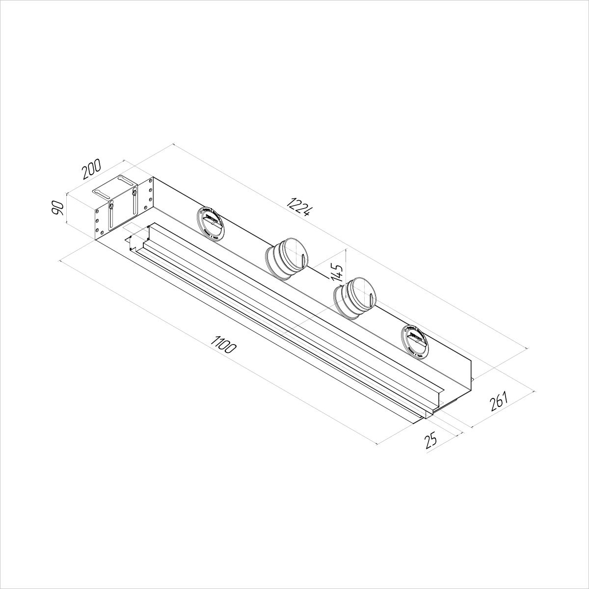 Щелевой диффузор в гипрок с КСД на 4 выхода VPNDG 1000/75х4 Provent купить в Санкт-Петербурге