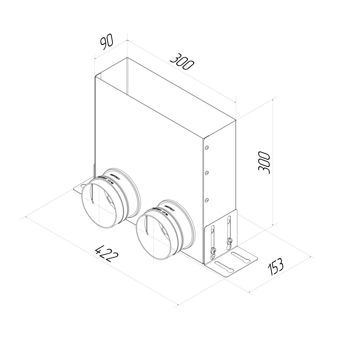 Пленум угловой прямоугольный на 2 выхода VPU 300х90/90х2 Provent купить в Санкт-Петербурге