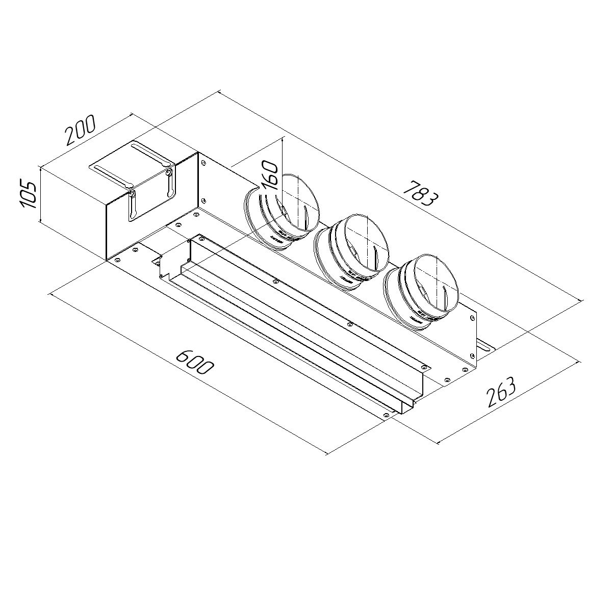 Щелевой диффузор в гипрок с КСД на 3 выхода VPNDG 500х25/90х3 Provent Provent купить в Санкт-Петербурге