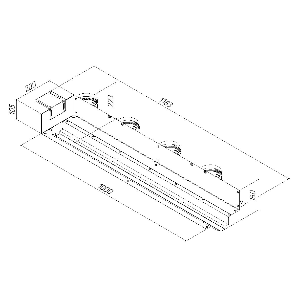 Щелевой диффузор в гипрок с КСД на 4 прямых выхода VPNDG/F 1000х25/90х4 Provent Provent купить в Санкт-Петербурге