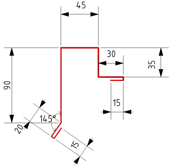 Торцевая планка для фальца 20х90х45х35х30-2000мм  Rooftop Matte (Стальной бархат) купить в Санкт-Петербурге