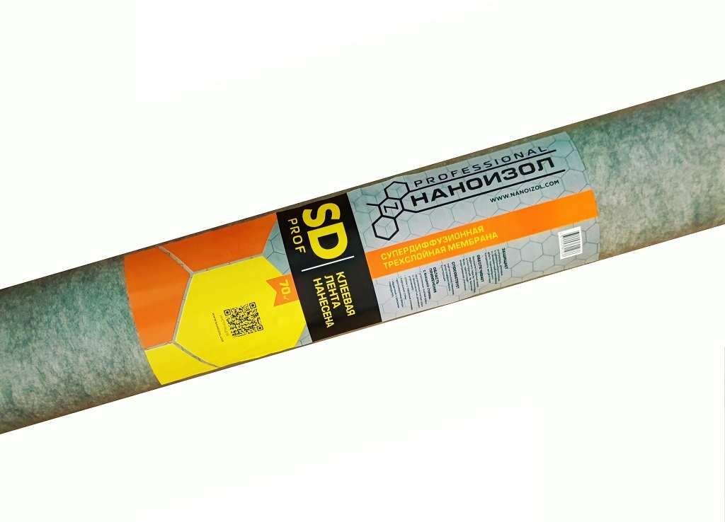 Диффузионная мембрана Наноизол SD PROF с клеевой полосой 70м2 купить в Санкт-Петербурге