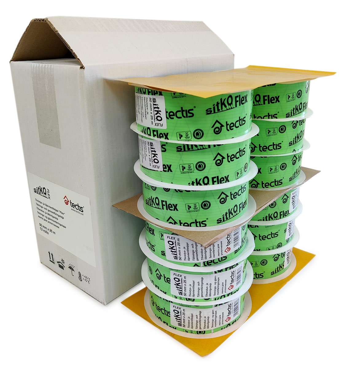 Коробка 12 шт - Скотч односторонний акриловый Tectis Sitko Flex 0.05х25м купить в Санкт-Петербурге