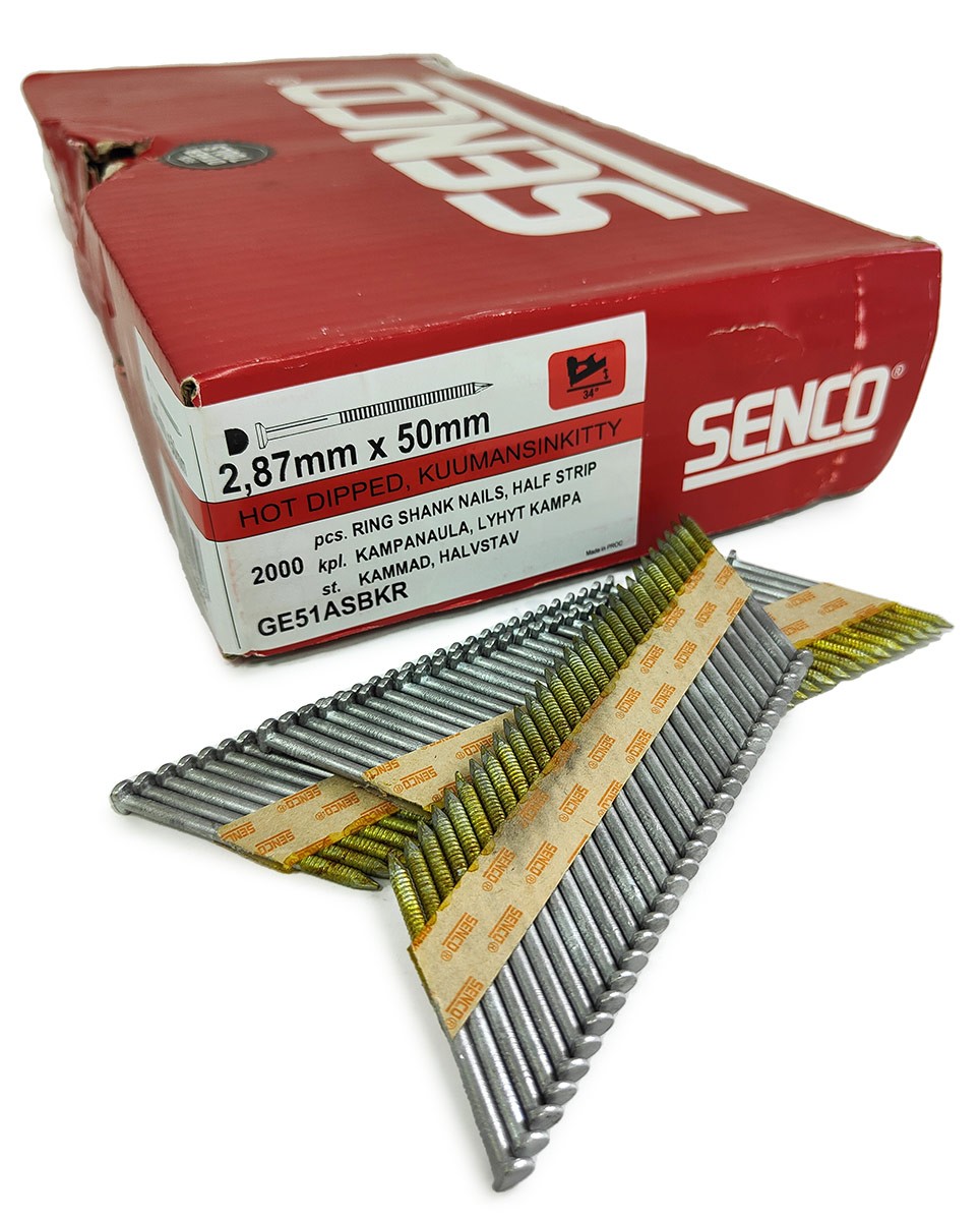 Упаковка реечных гвоздей Senco D34 Ring HDG 2.9х50 горячий цинк 2000шт/уп купить в Санкт-Петербурге