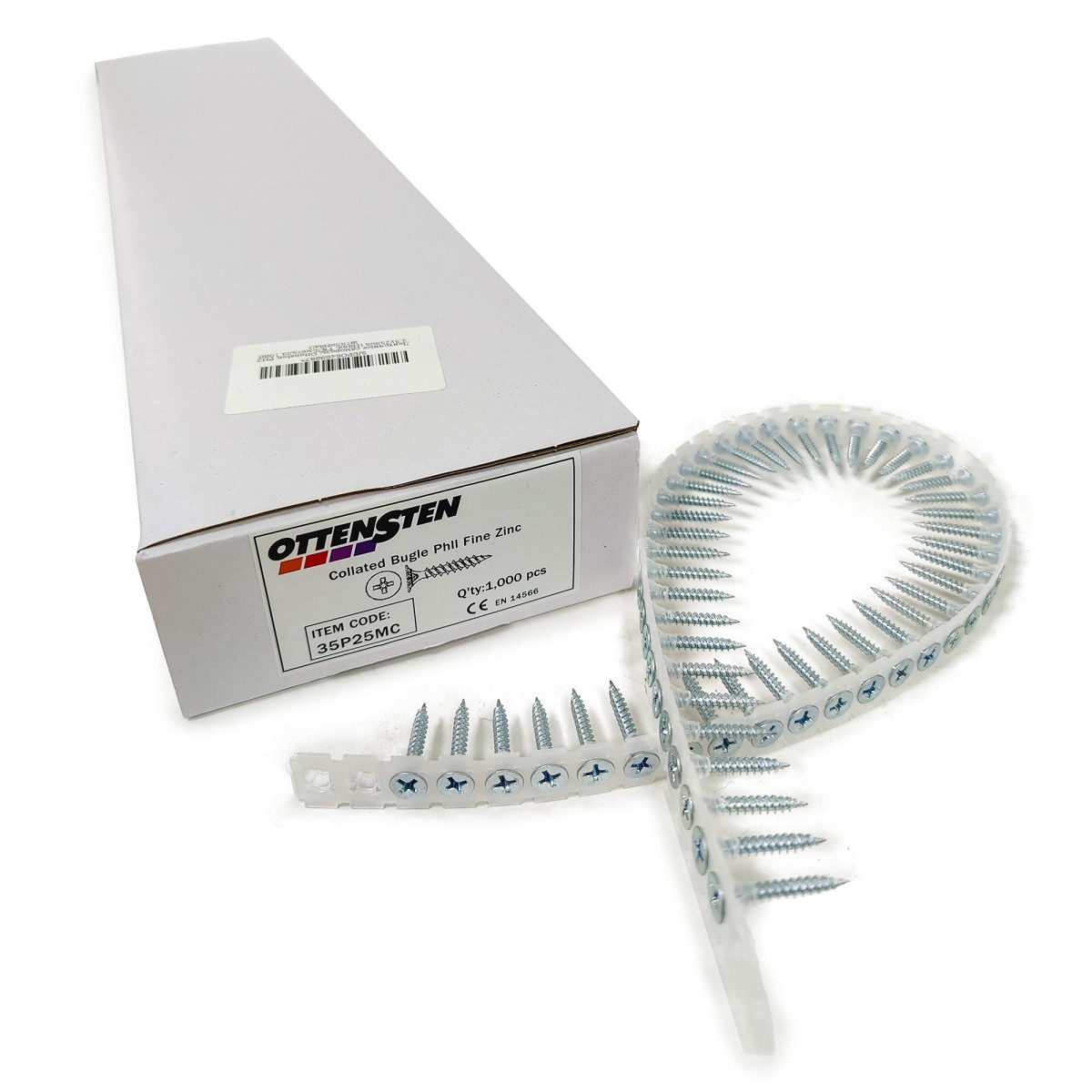 Упаковка ленточных саморезов Ottensten PH2 3.5х25мм Цинк, ГКЛ-металл 1000шт/уп купить в Санкт-Петербурге
