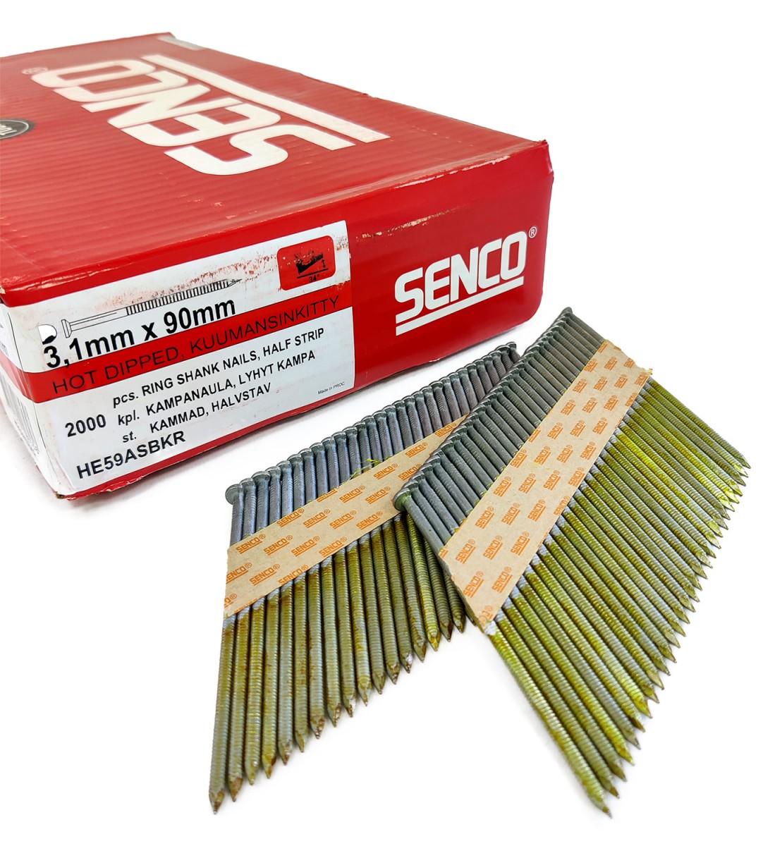 Упаковка реечных гвоздей Senco D34 Ring HDG 3.1х90 горячий цинк 2000шт/уп купить в Санкт-Петербурге