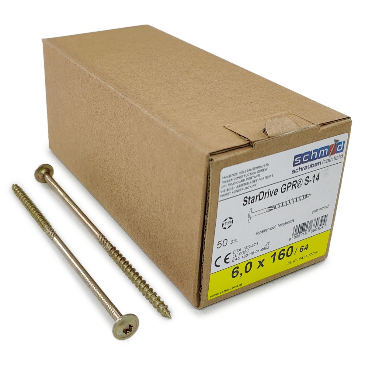 Упаковка шурупов Schmid StarDrive GPR TK TX30 6.0х160/64 желтый цинк, тарелка 50шт/уп купить в Санкт-Петербурге