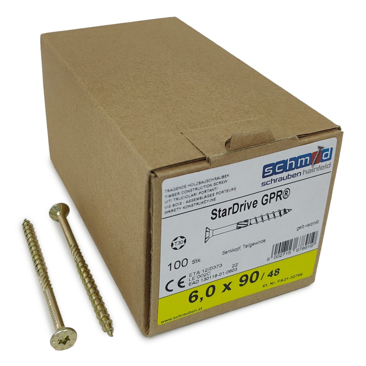 Упаковка шурупов Schmid StarDrive GPR SK TX30 6.0.90/48 желтый цинк, потай 100шт/уп купить в Санкт-Петербурге
