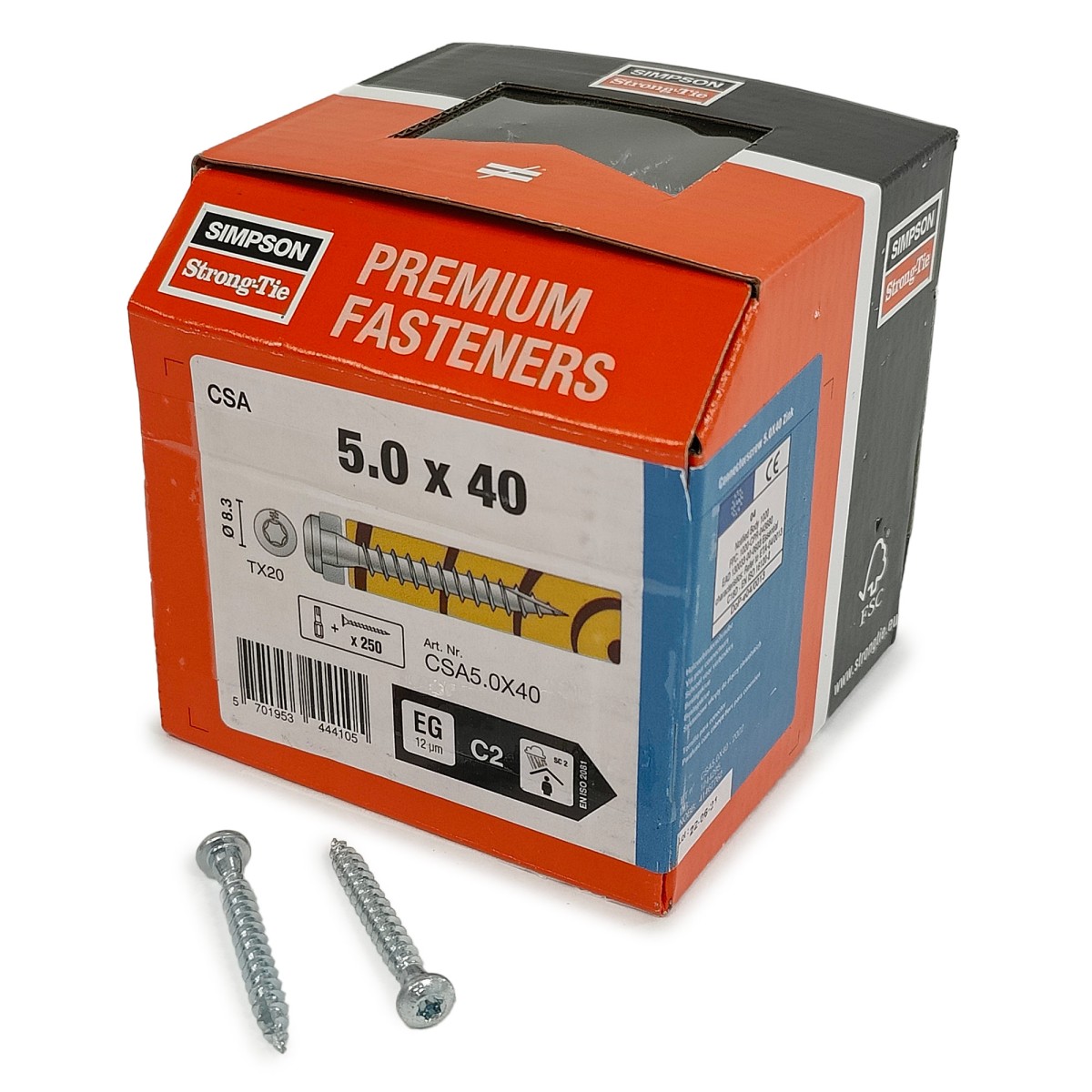 Упаковка шурупов для перфорации Simpson CSA 5,0х40мм 250шт/уп купить в Санкт-Петербурге