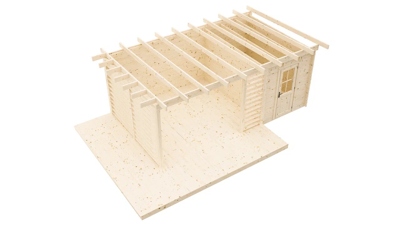 Беседка 18 с хозблоком Комфорт (брус 44 мм) ТН купить в Санкт-Петербурге