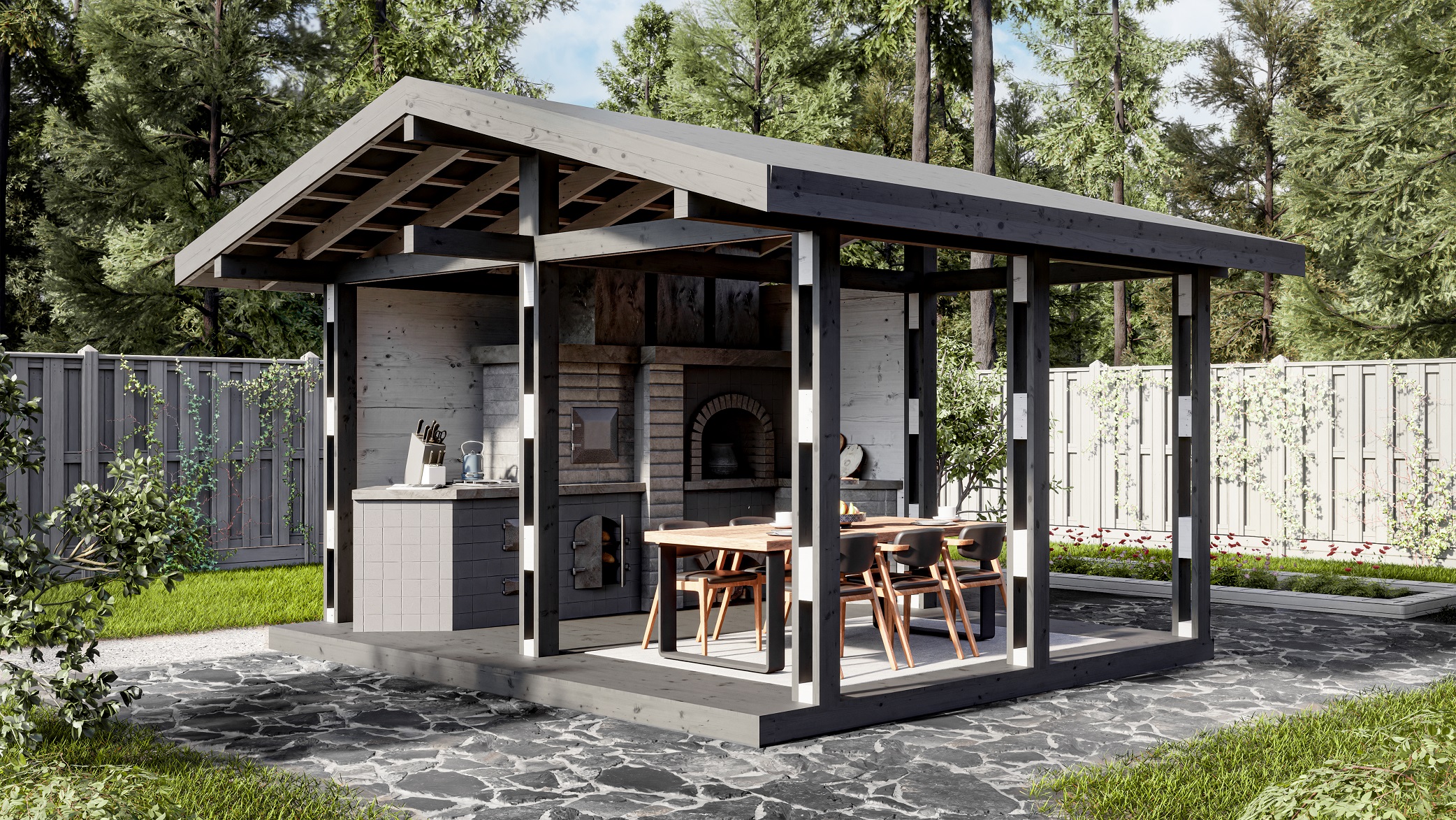 Беседка 18 двускатная Стандарт (брус 44 мм) ТН купить в Санкт-Петербурге