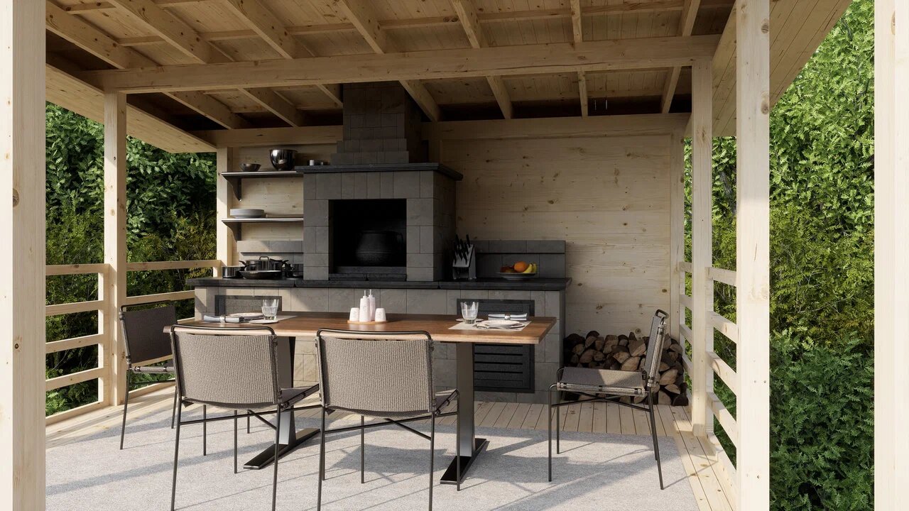 Беседка 18 односкатная Стандарт (брус 44 мм) ТН купить в Санкт-Петербурге