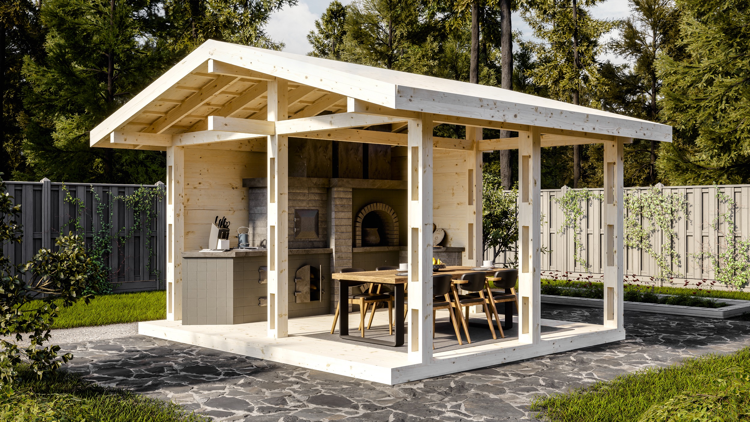 Беседка 18 двускатная Стандарт (брус 44 мм) ТН купить в Санкт-Петербурге