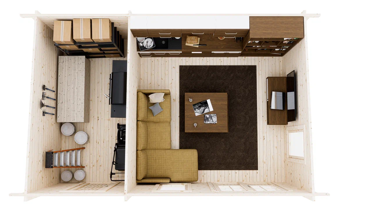 Дом садовый 21 с хозблоком Стандарт (брус 44мм) ТН купить в Санкт-Петербурге