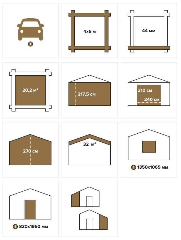 Гараж 20 Стандарт (брус 44 мм) ТН купить в Санкт-Петербурге