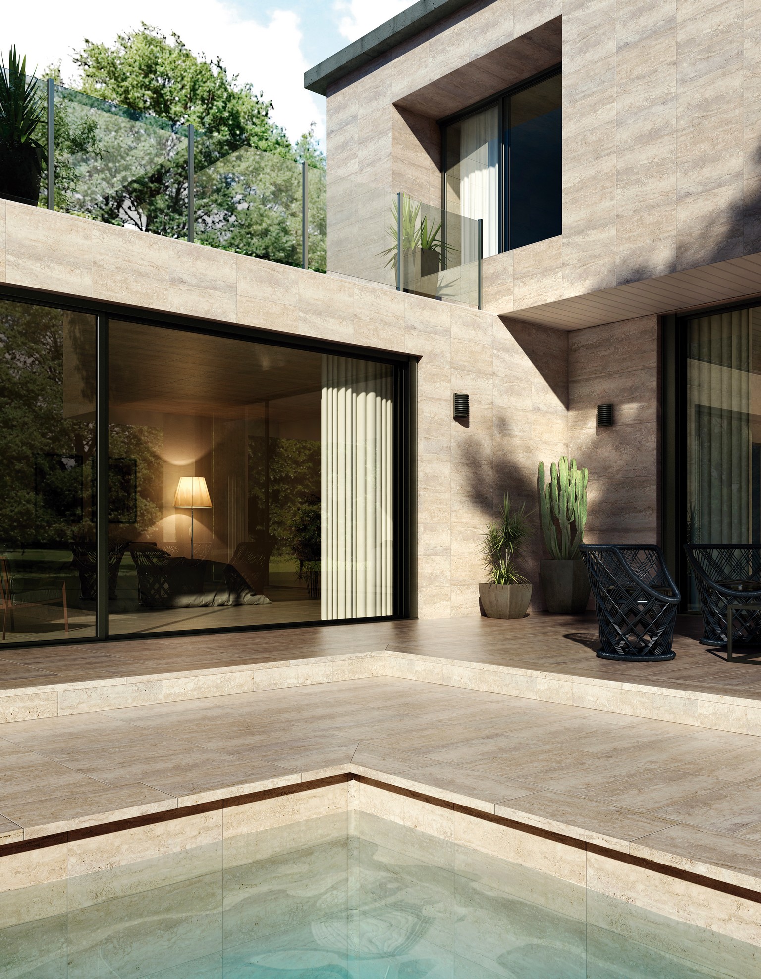 Ступень фронтальная Peldano Florentino Marbles Travertino 33х120х1.2 матовая Exagres купить в Санкт-Петербурге