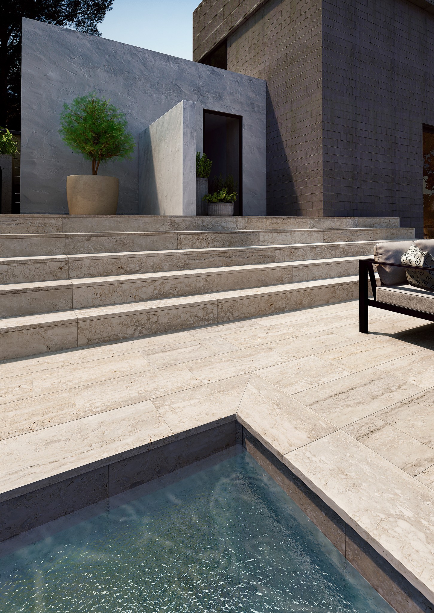 Ступень фронтальная Peldano Florentino Marbles Travertino 33х120х1.2 матовая Exagres купить в Санкт-Петербурге