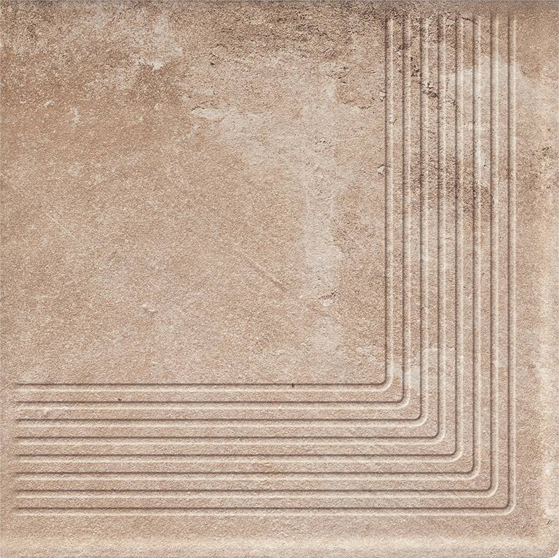 Ступень угловая без капиноса с насечками Scandiano ochra структурный 300х300х11 Paradyz купить в Санкт-Петербурге