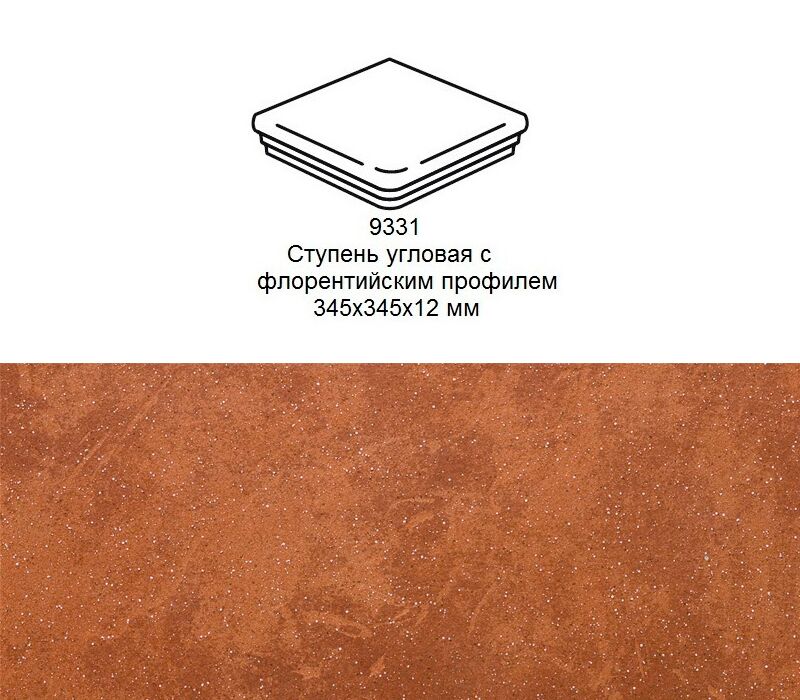 Ступень угловая Stroher 9331 Keraplatte Roccia флорентинер 841 rosso 345x345x13мм 1шт/уп купить в Санкт-Петербурге