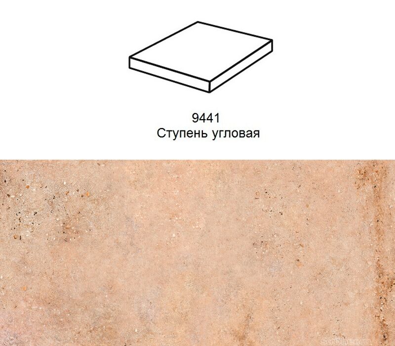 Ступень угловая Stroher 9441 Loft Gravel прямоугольная 961 brown 340х340х35х11мм 1шт/уп купить в Санкт-Петербурге