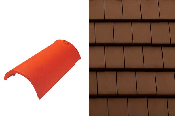 Planoton (Figaro) Коньковая черепица гладкая №6 22,5см (2,7 шт/пм) Коричневый ангоб Tondach купить в Санкт-Петербурге