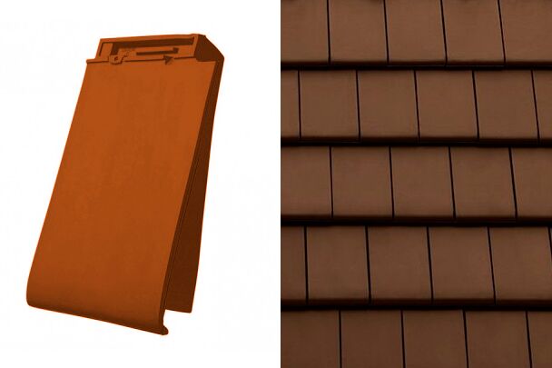 Planoton (Figaro) Боковая правая черепица Коричневый ангоб Tondach купить в Санкт-Петербурге