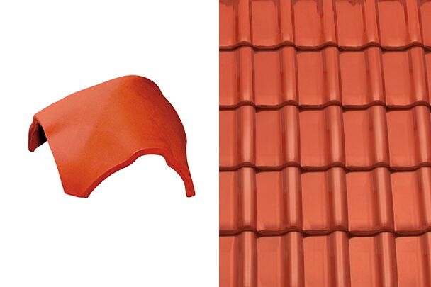Sensaton (Samba) Вальмовая черепица Y-образная для шпунтованного конька 21см Красный ангоб Tondach купить в Санкт-Петербурге