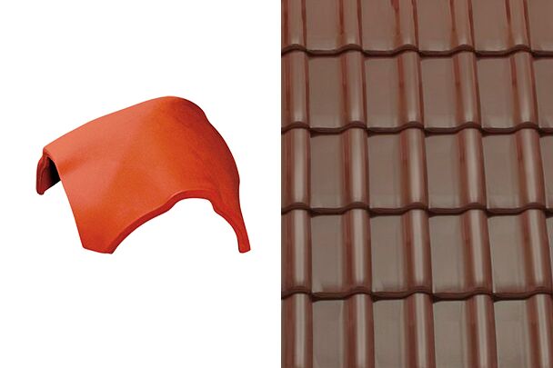 Sensaton (Samba) Вальмовая черепица Y-образная для шпунтованного конька 21см Коричневый ангоб Tondach купить в Санкт-Петербурге