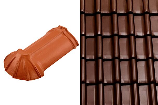 Sensaton (Samba) Конечная коньковая черепица шпунтованного конька 21см Глазурь Амадеус Коричневый Tondach купить в Санкт-Петербурге