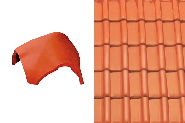 Sensaton (Samba) Вальмовая черепица Y-образная для шпунтованного конька 21см Натуральный красный Tondach купить в Санкт-Петербурге