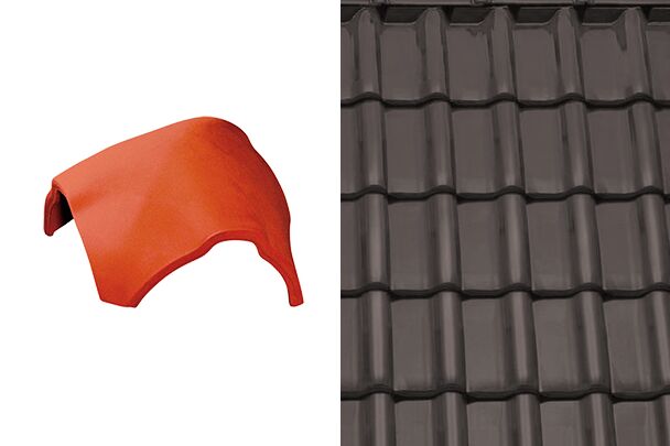 Sensaton (Samba) Вальмовая черепица Y-образная для шпунтованного конька 21см Антрацит ангоб Tondach купить в Санкт-Петербурге