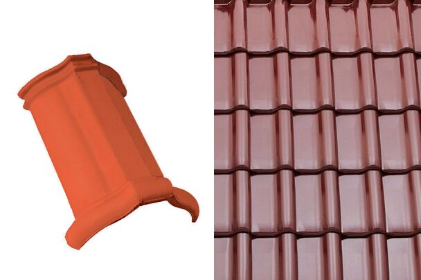 Sensaton (Samba) Коньковая черепица шпунтованная №2 21см (3 шт/пм) Глазурь Амадеус вишневый Tondach купить в Санкт-Петербурге