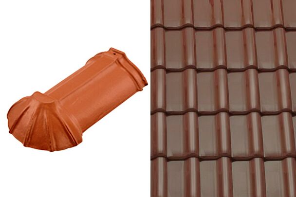 Sensaton (Samba) Начальная коньковая черепица шпунтованного конька 21см Коричневый ангоб Tondach купить в Санкт-Петербурге