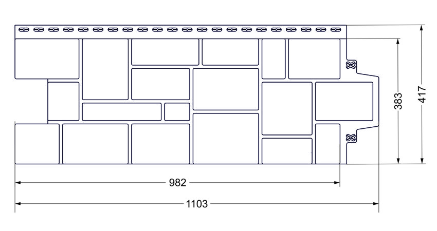 Панель Grand Line Крупный камень Classic 982х390мм Графит купить в Санкт-Петербурге