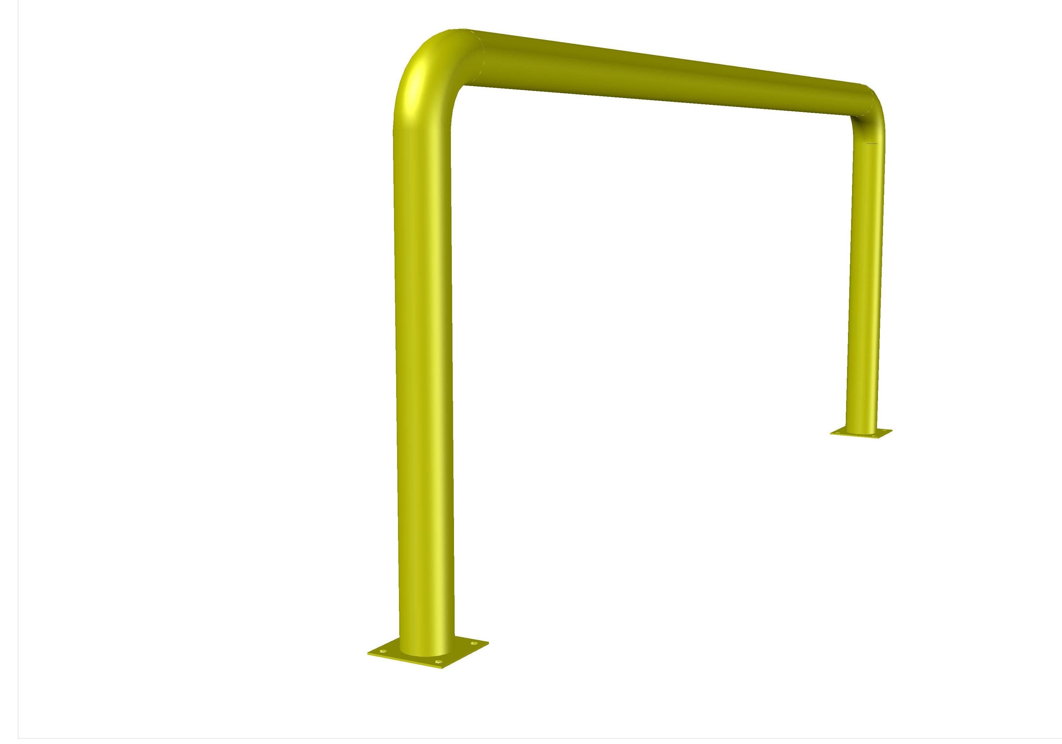 Силовое загрождение стальное Д- 1500мм В- 800мм D- 76 мм с пластинами 120х120 ППК RAL 1018 желтый купить в Санкт-Петербурге