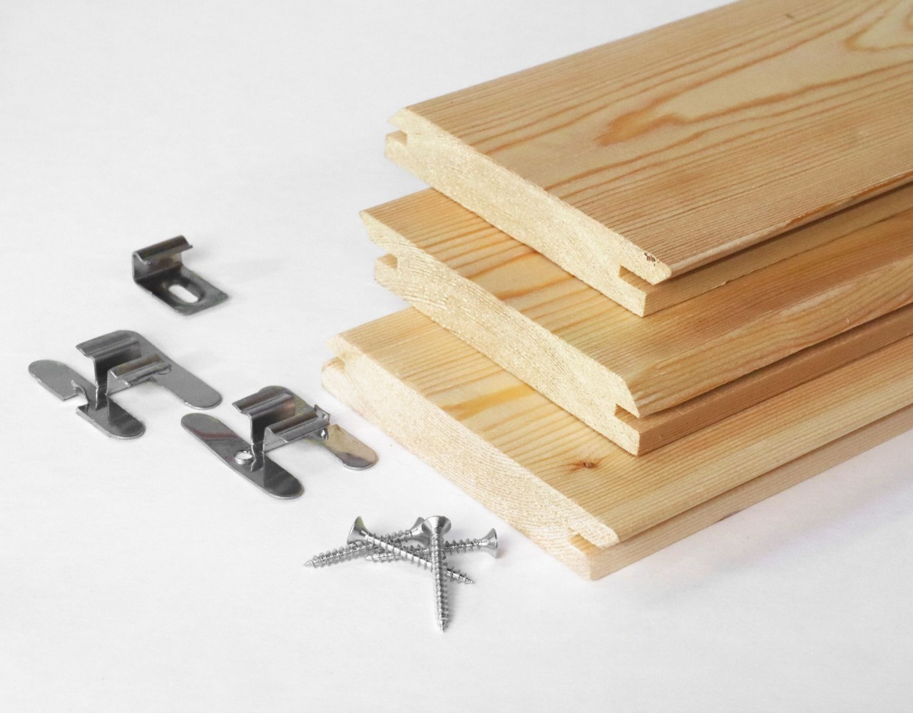 Комплект БлицПланк Доска террасная Лиственница 28х120х2000мм-4шт с ОЦ крепежом д/деревянной лаги купить в Санкт-Петербурге