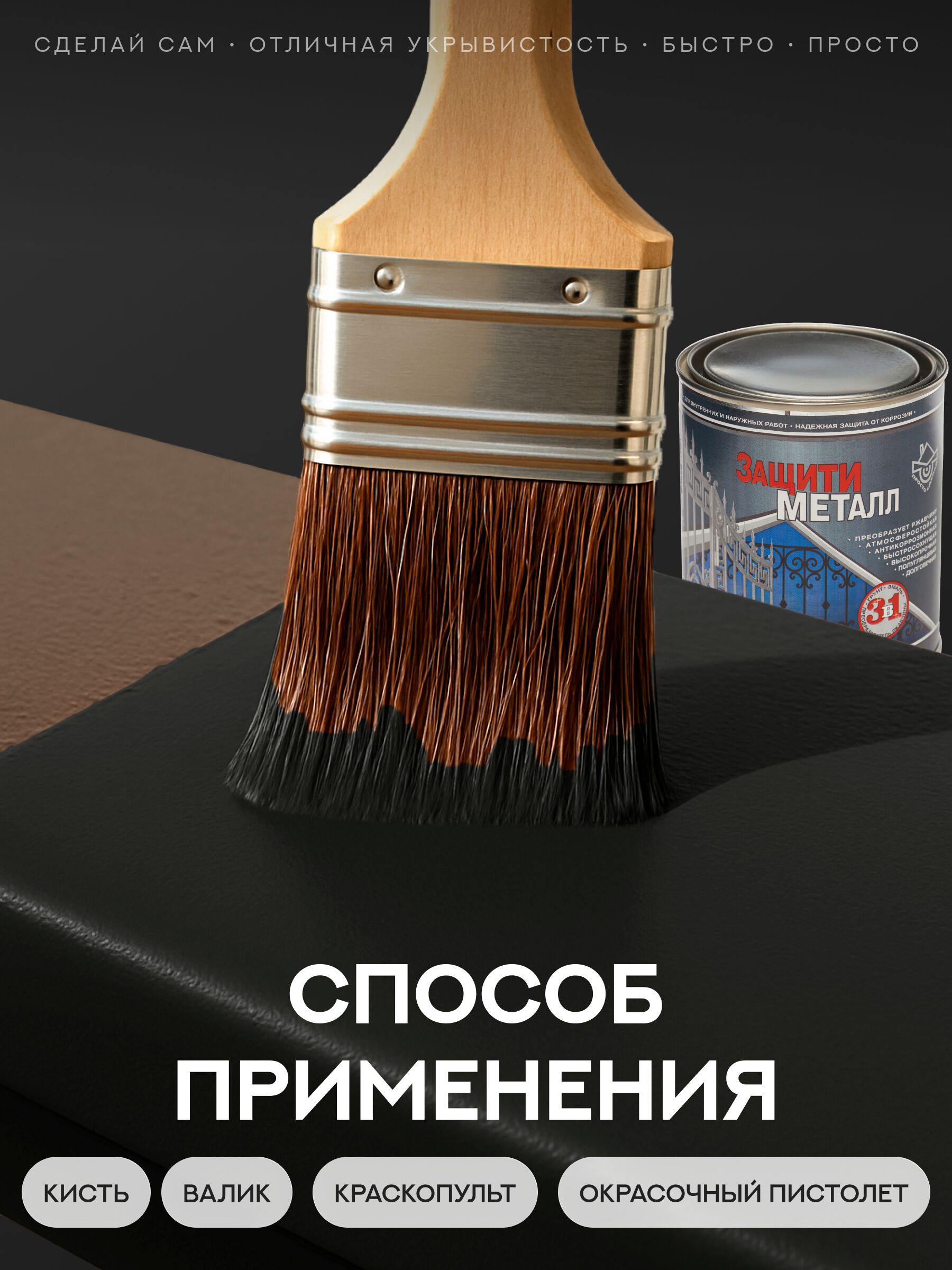 Защити металл Грунт эмаль (0.75кг) черный RAL9005 Сделай ПОЛ купить в Санкт-Петербурге