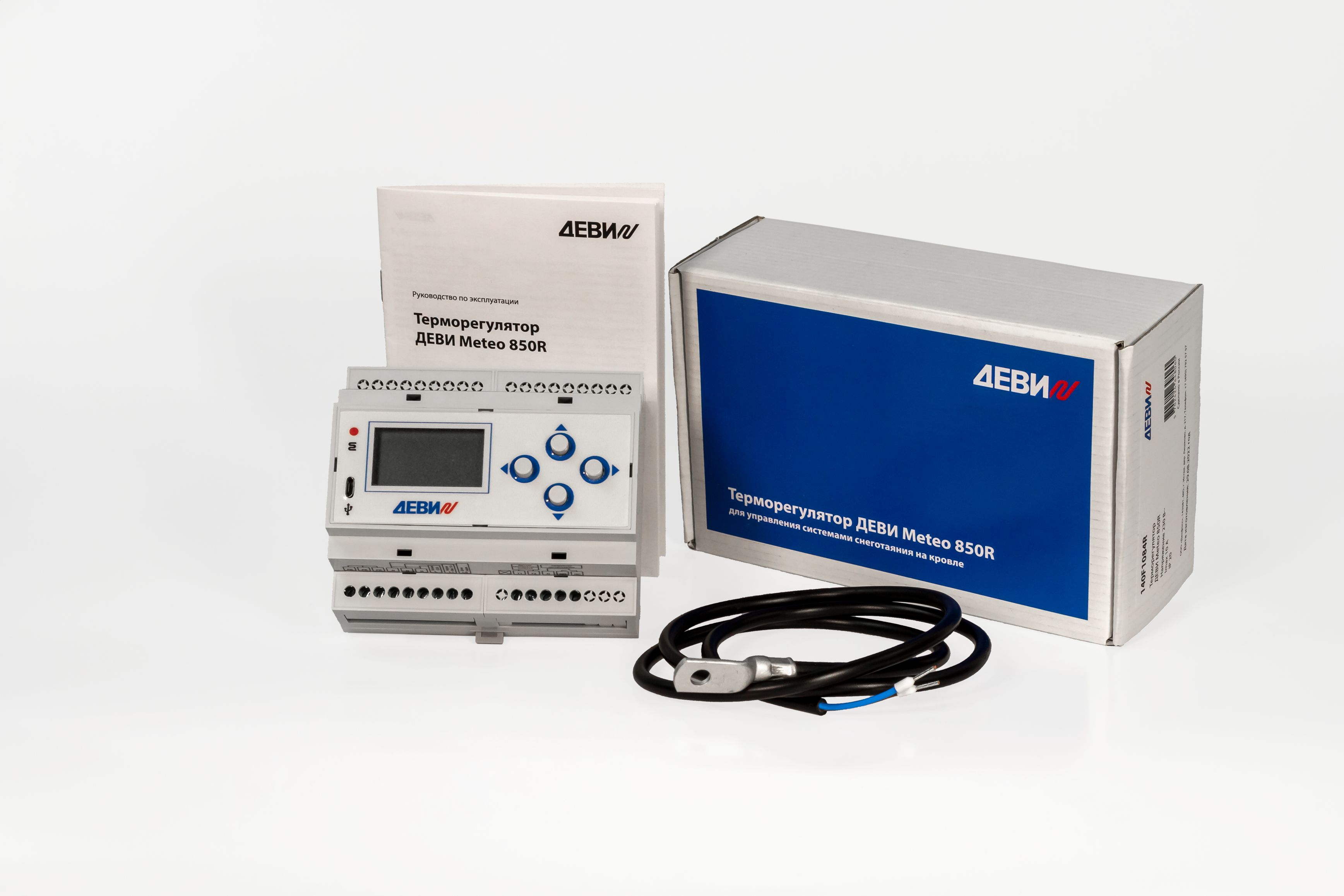 Терморегулятор ДЕВИ Meteo 850R на шину DIN, с датчиком температуры на проводе, 8А купить в Санкт-Петербурге