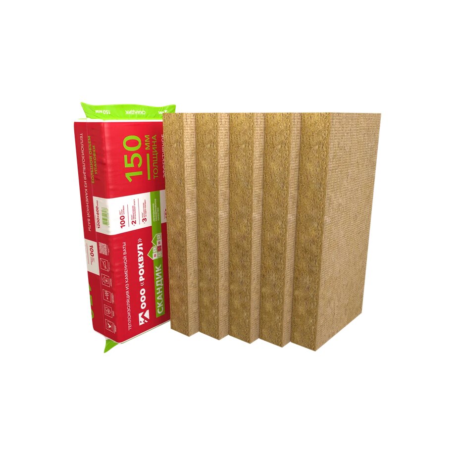 Роквул Скандик XL 150мм, 5 плит, 3.6м2, 600х1200мм, 0.54м3 купить в Санкт-Петербурге