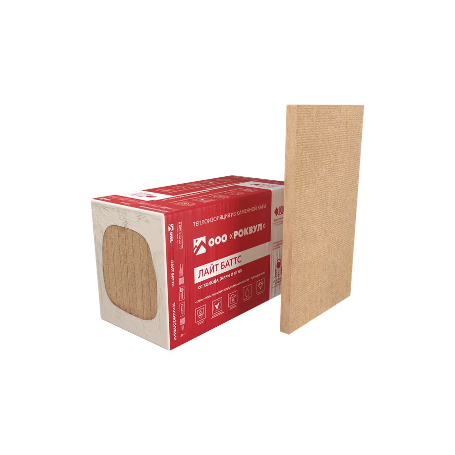 Роквул Лайт Баттс 100мм, 5 плит, 3м2, 600х1000мм, 0.3м3 купить в Санкт-Петербурге