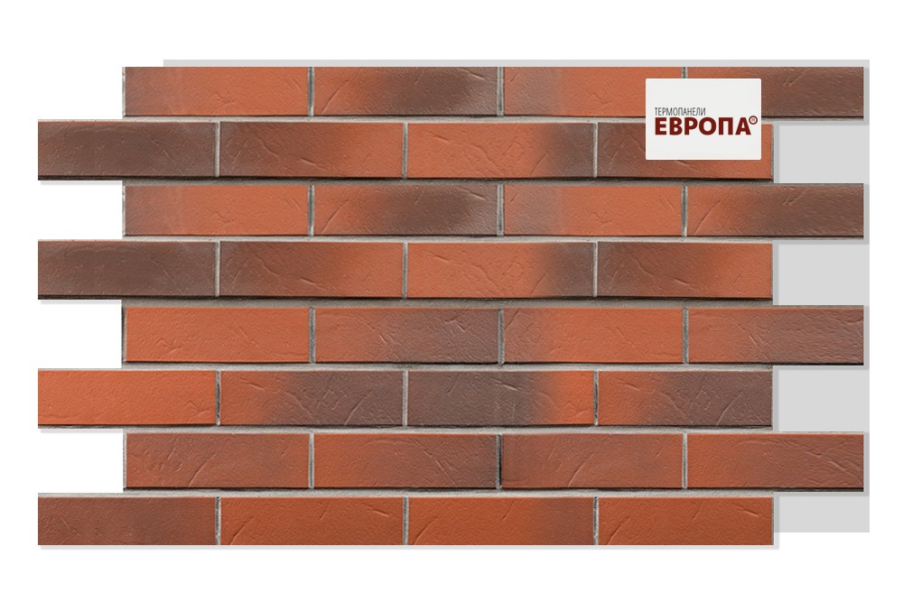 Термопанель рядовая ЕВРОПА ППС с плиткой АВС Rotbunt struktur 1000х650х60мм (0.65м2) купить в Санкт-Петербурге