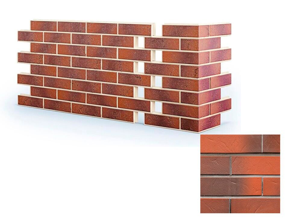 Термопанель угловая ЕВРОПА ППС с плиткой АВС Rotbunt struktur 650х245х265х80мм купить в Санкт-Петербурге