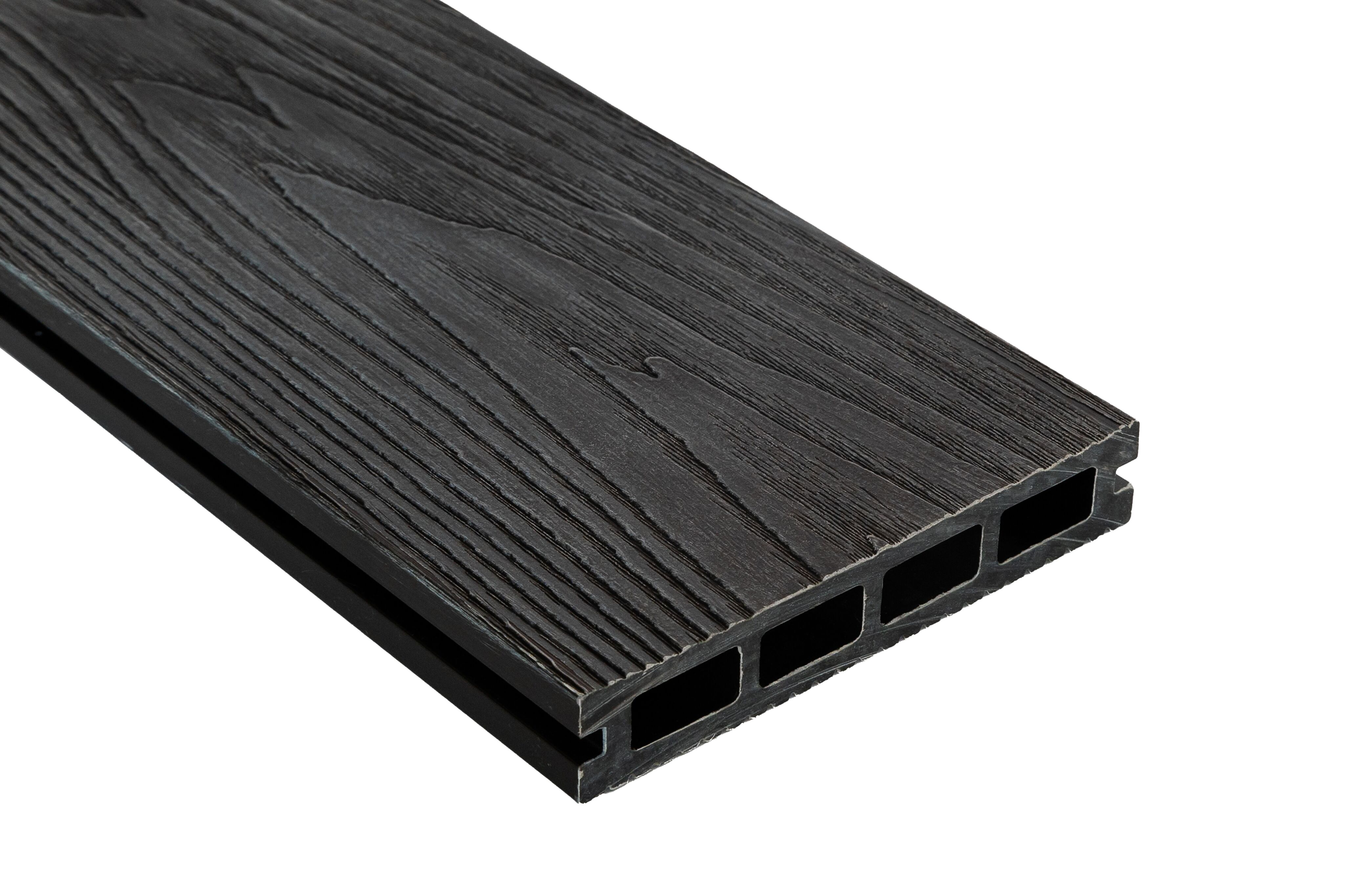 Доска террасная МПК пустотелая с пазом брашир с тиснением графит 140х25х3000мм Мастодек купить в Санкт-Петербурге