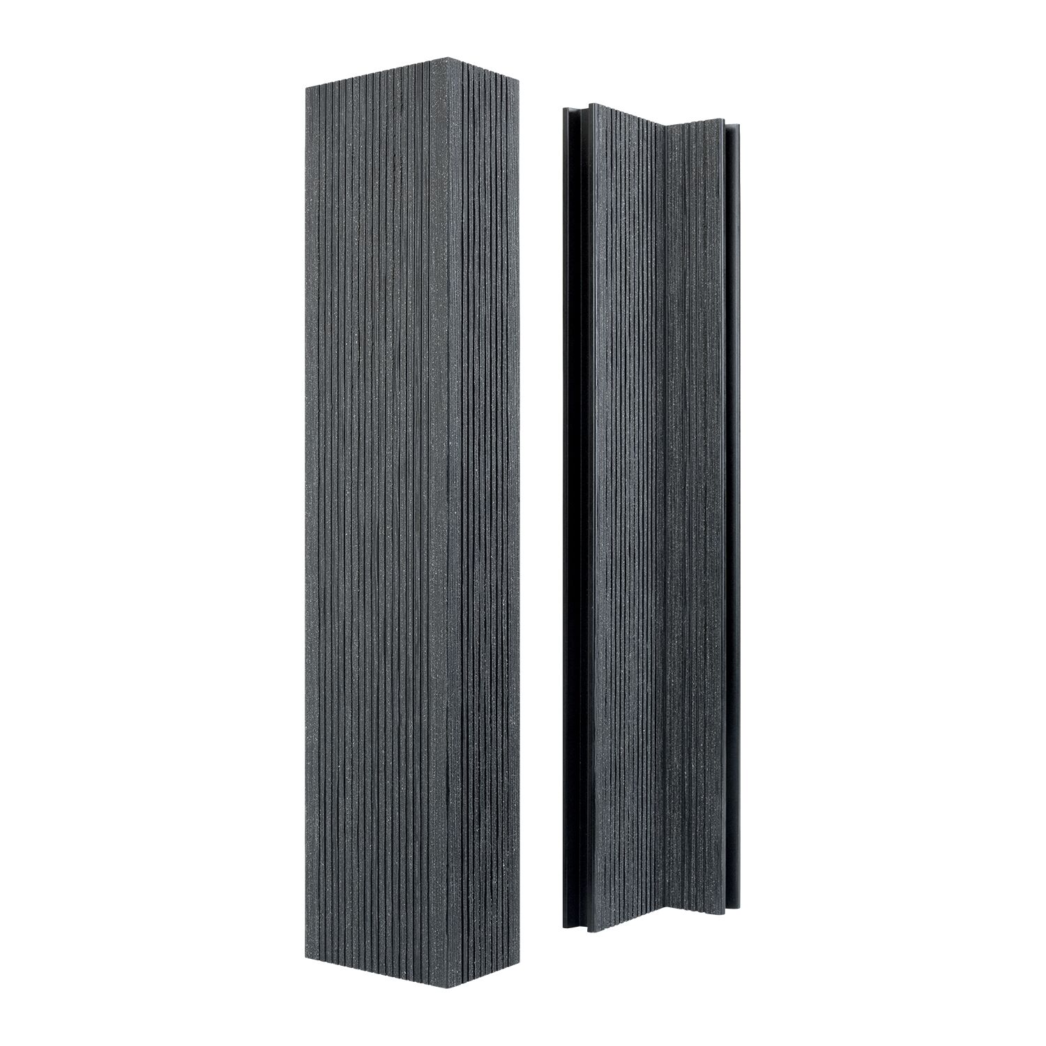 Угловой элемент универсальный GRINDERDECO, ДПК, для окантовки периметра и лестниц, подходит для доски 25мм, двухсторонняя обработка брашированный мелкий  вельвет, 105х65х3000мм купить в Санкт-Петербурге