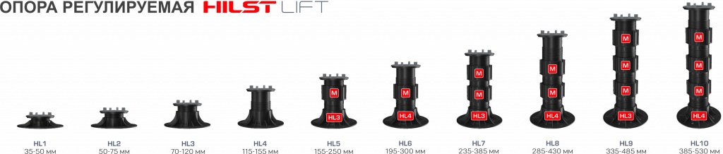 Опора регулируемая HILST LIFT HL1 35-50мм купить в Санкт-Петербурге