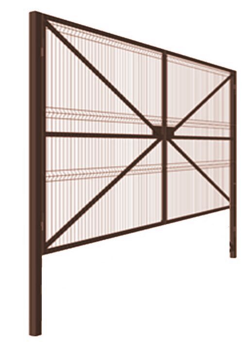 Ворота распашные панель 3D труба проф. 40х20 мм Ш-4000мм В-1900мм столбы 80х80х3000мм открытие наружу ППК купить в Санкт-Петербурге