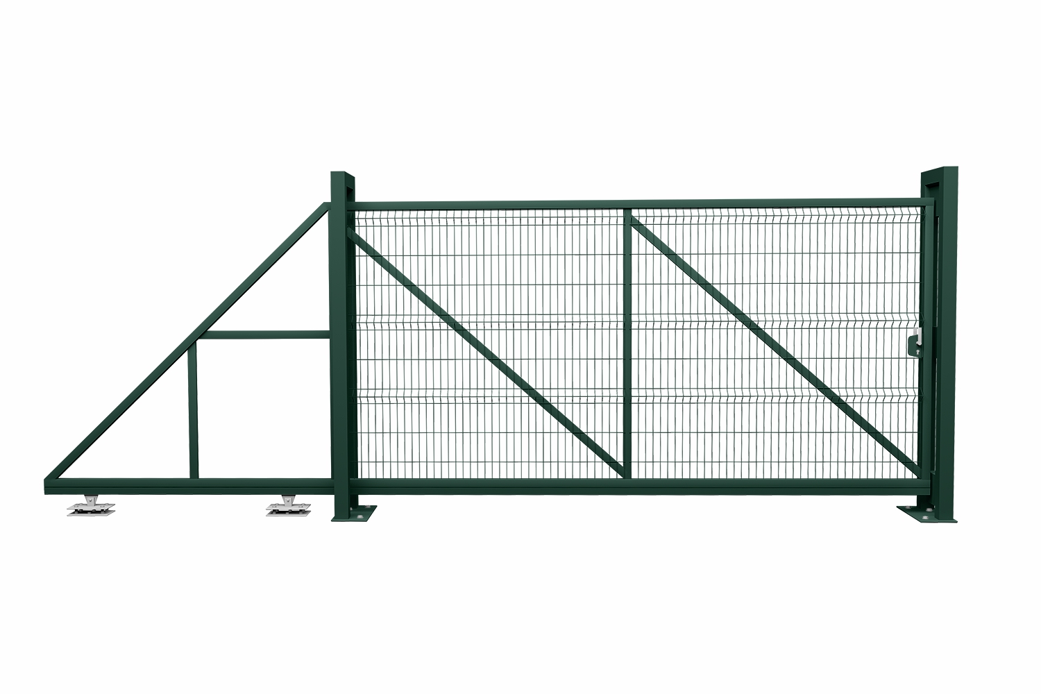 Ворота откатные вправо Profi 2030х4000мм 6005 темно-зеленый Grand Line купить в Санкт-Петербурге