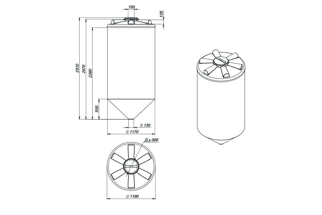 Емкость ФМ 2000 л с крышкой с дыхательным клапаном Новинка купить в Санкт-Петербурге
