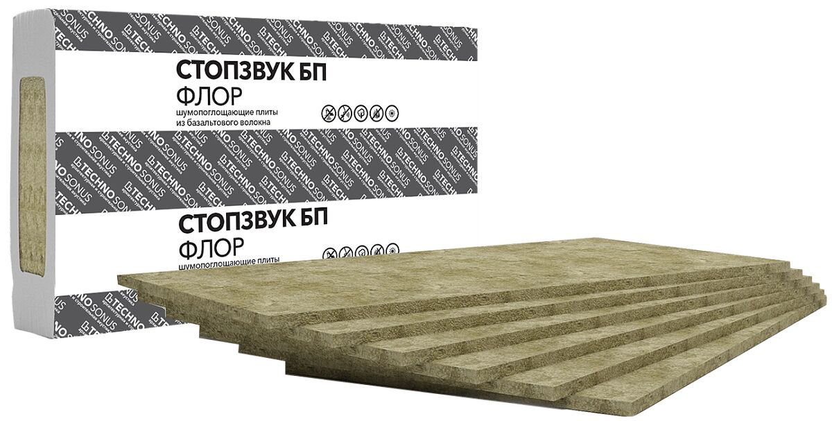 Базальтовая шумоизоляционная плита СтопЗвук БП Флор 1200х600х20мм купить в Санкт-Петербурге
